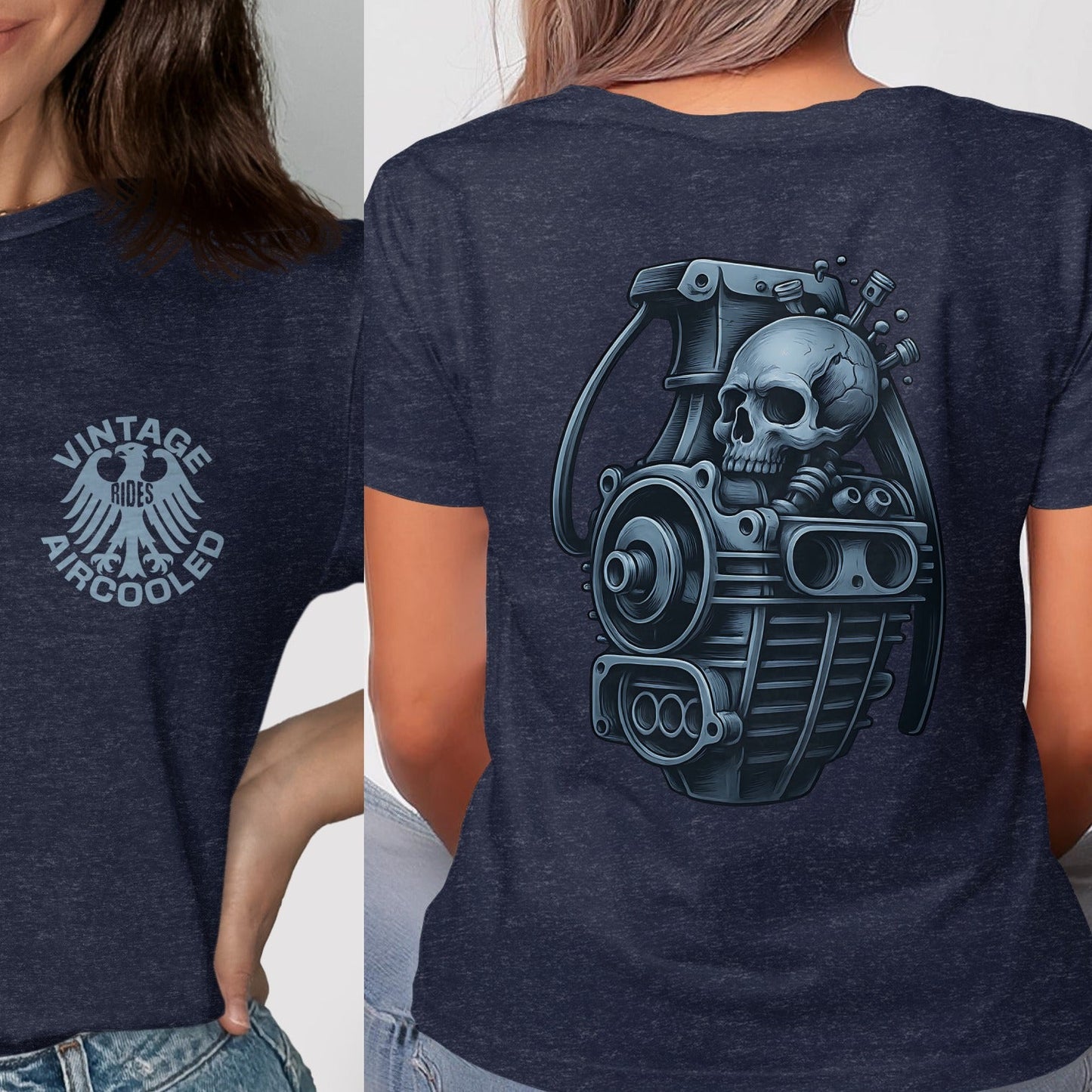 Vintage Aircooled Skull Print Graphic Tee product