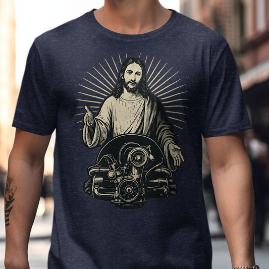 Jesus with Engine Graphic Tee Shirt product type
