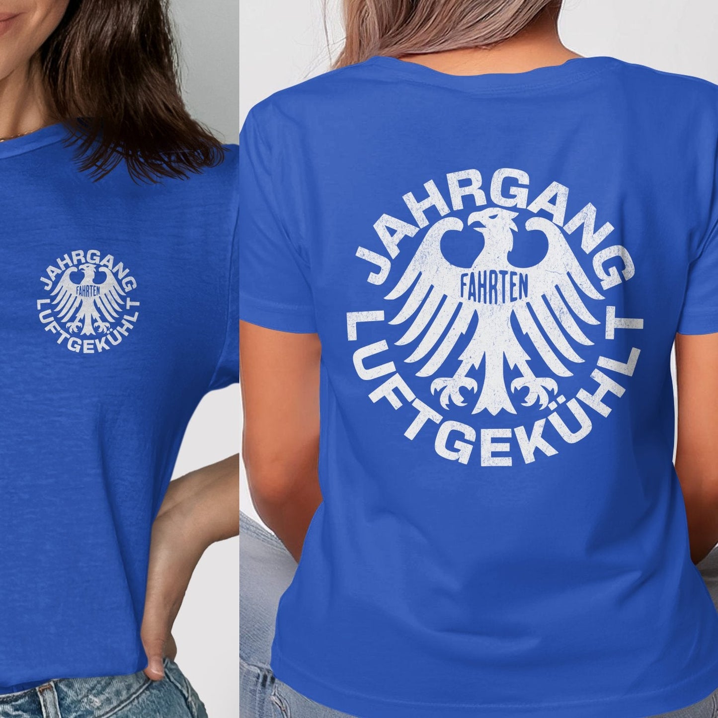 Blue Jahrgang Luftgekuhlt Fahren T-shirt product
