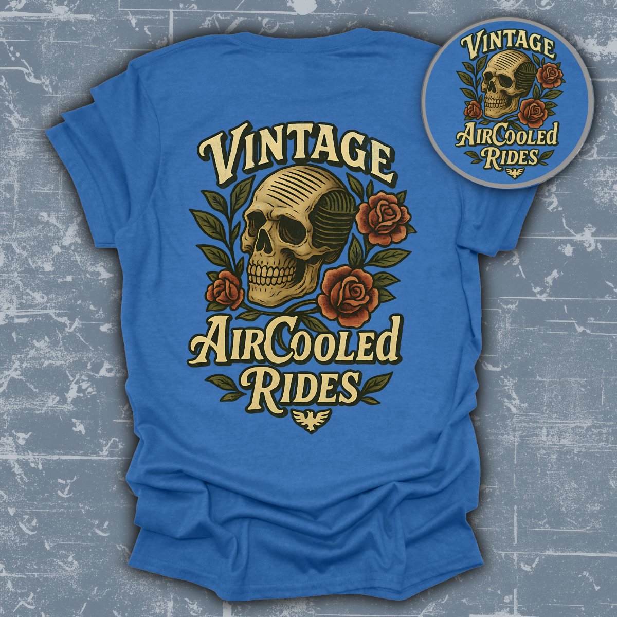 Vintage AirCooled Rides Skull Graphic T-Shirt product type