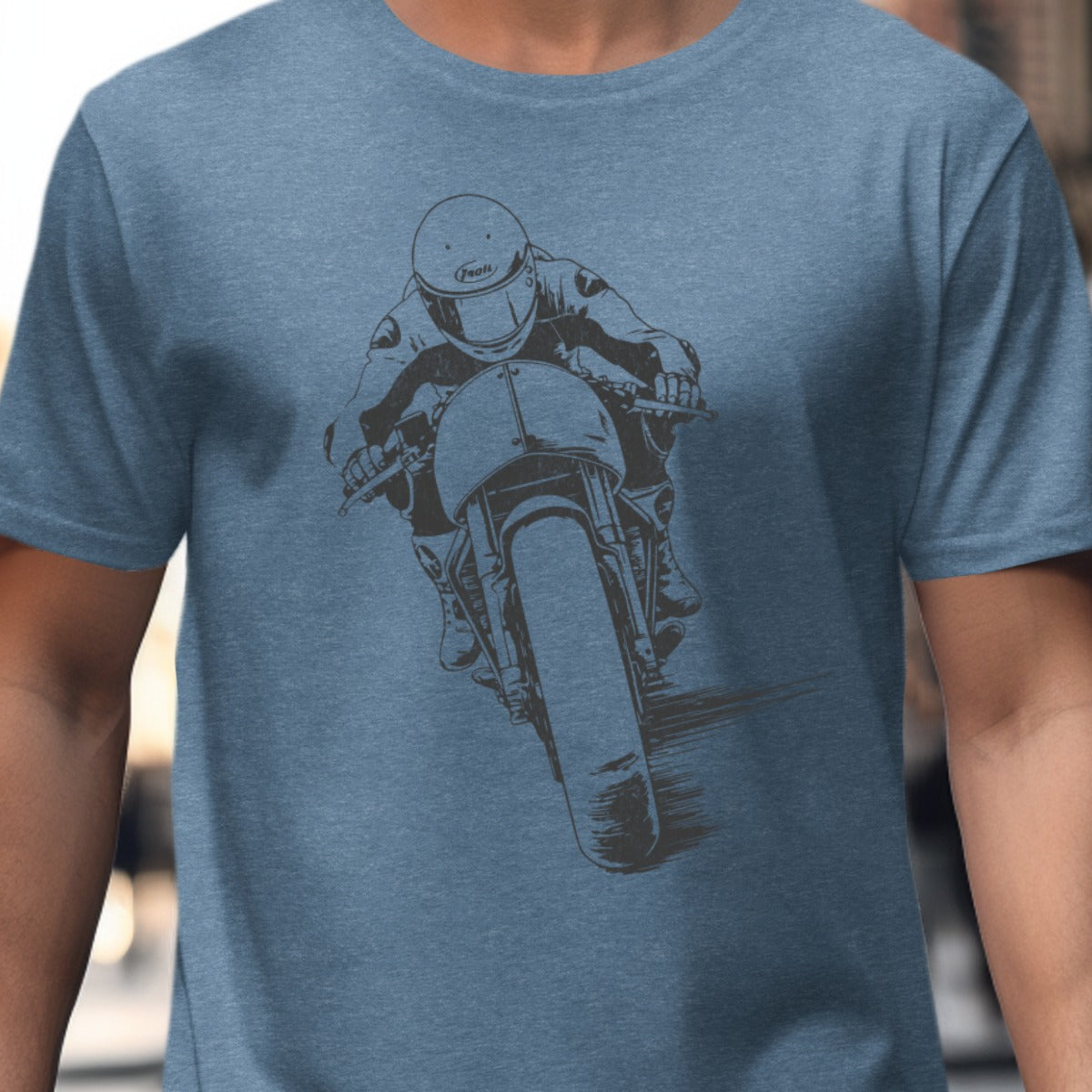 Motorcycle Racer Graphic Blue T-Shirt product type