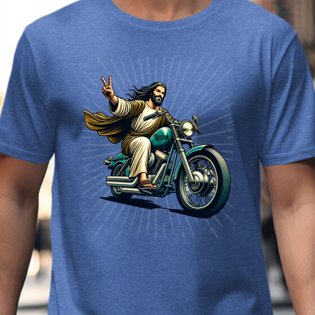 Jesus Riding Motorcycle Graphic Tee product