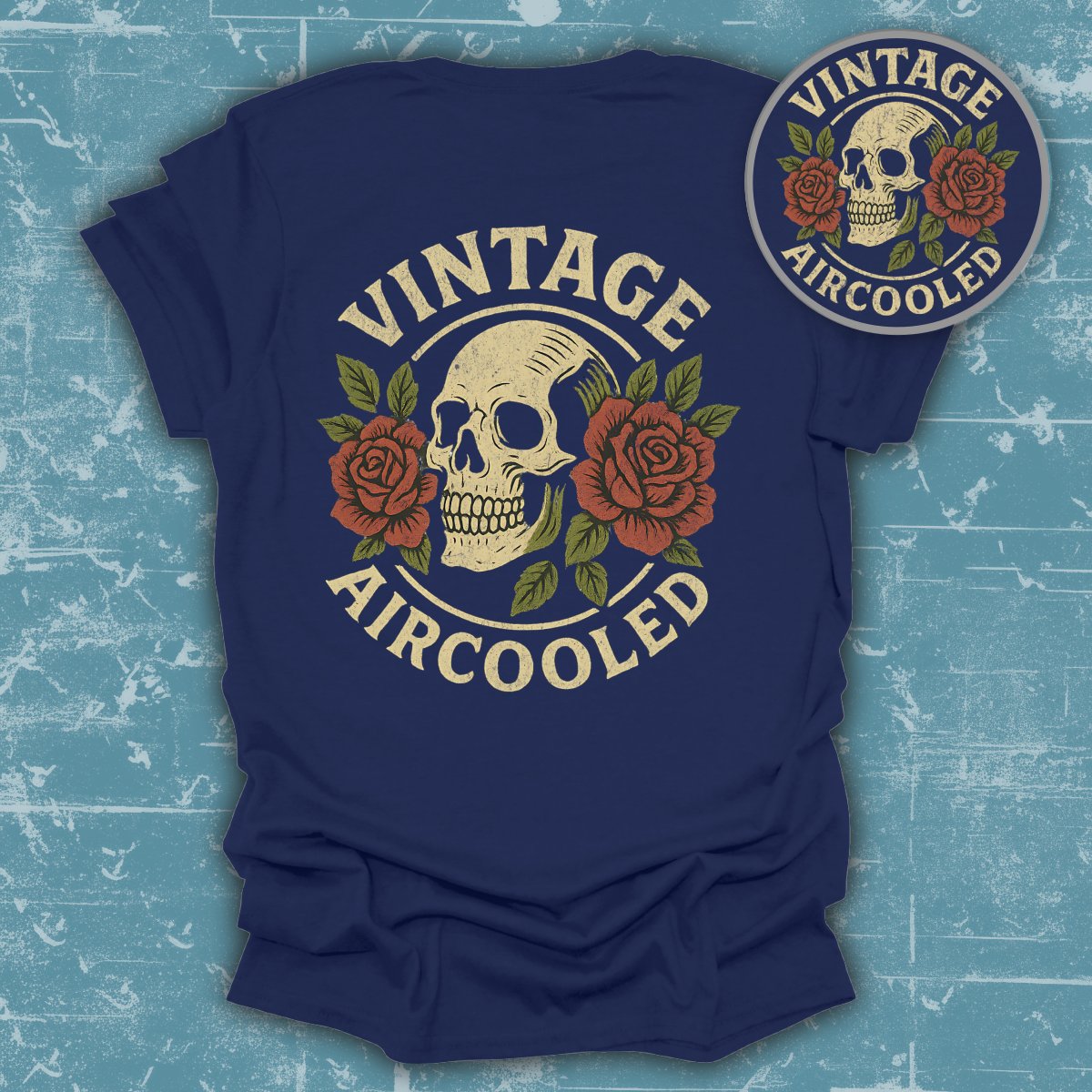 Vintage Aircooled Skull and Roses Graphic Shirt product type