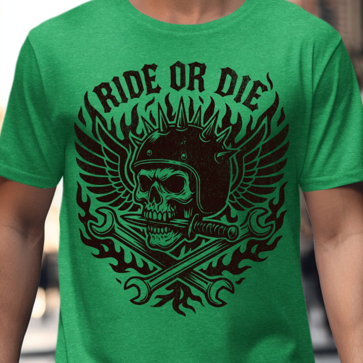 Ride or Die Skull Wings Helmet T-shirt product type