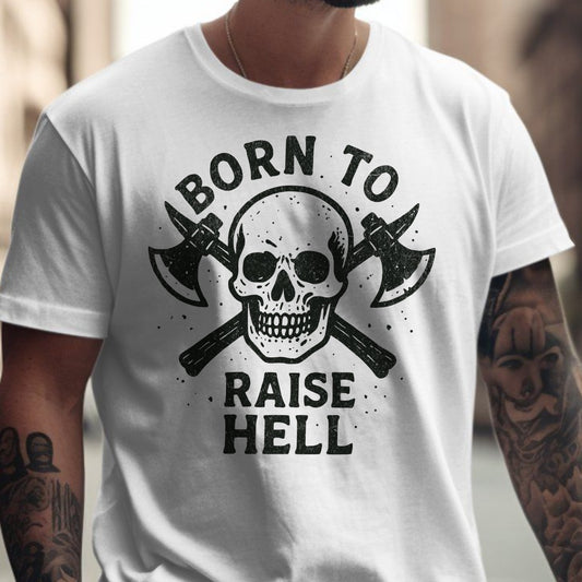Born To Raise Hell Skull and Axes Graphic Tee