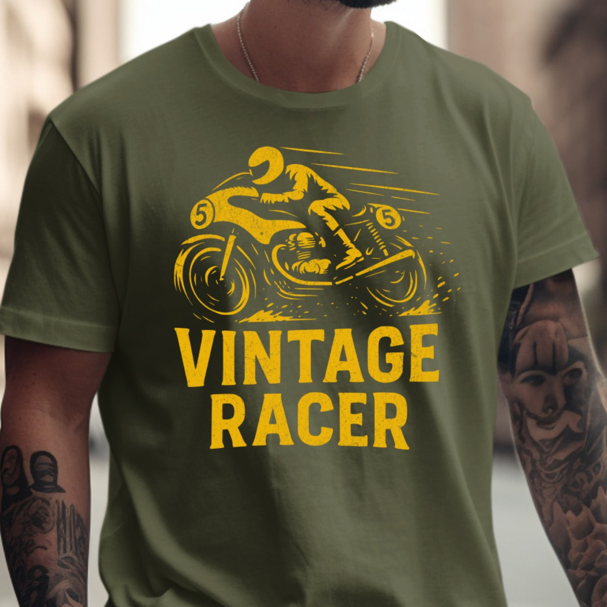 Retro Vintage Racer Motorcycle Graphic Tee product type