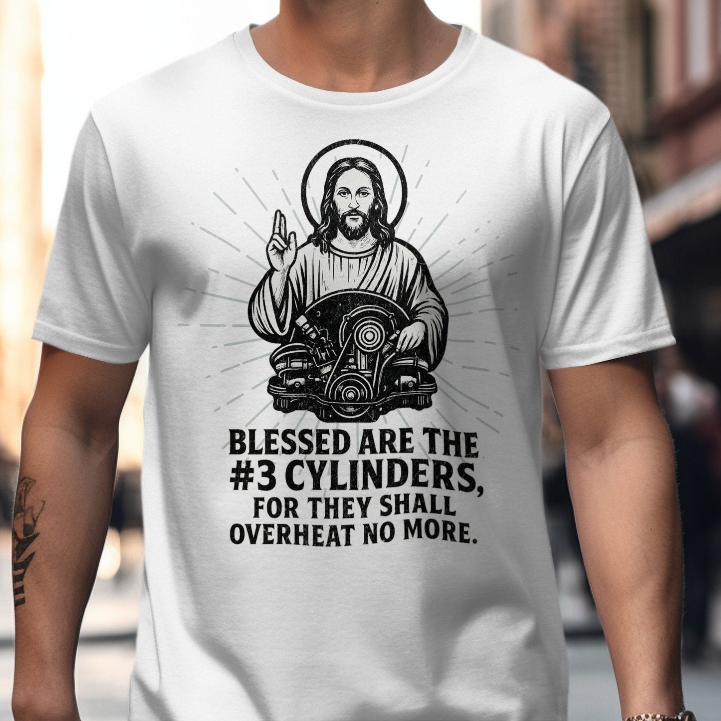 Blessed Are The #3 Cylinders Graphic Tee product