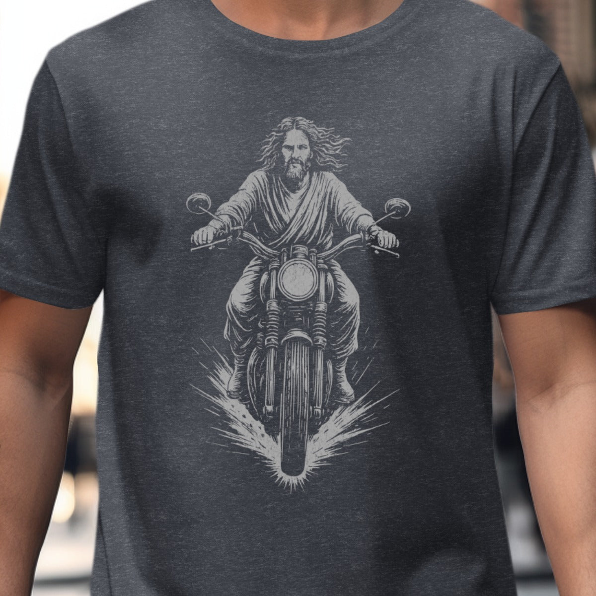 Jesus Riding Motorcycle Graphic T-Shirt product