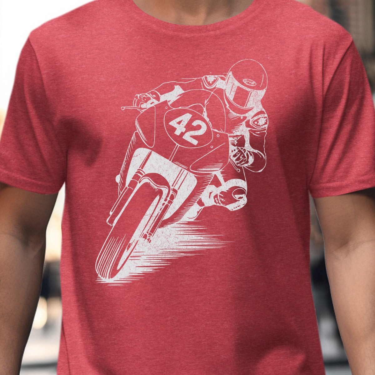 Red T-Shirt with Motorcycle Racer Design product type