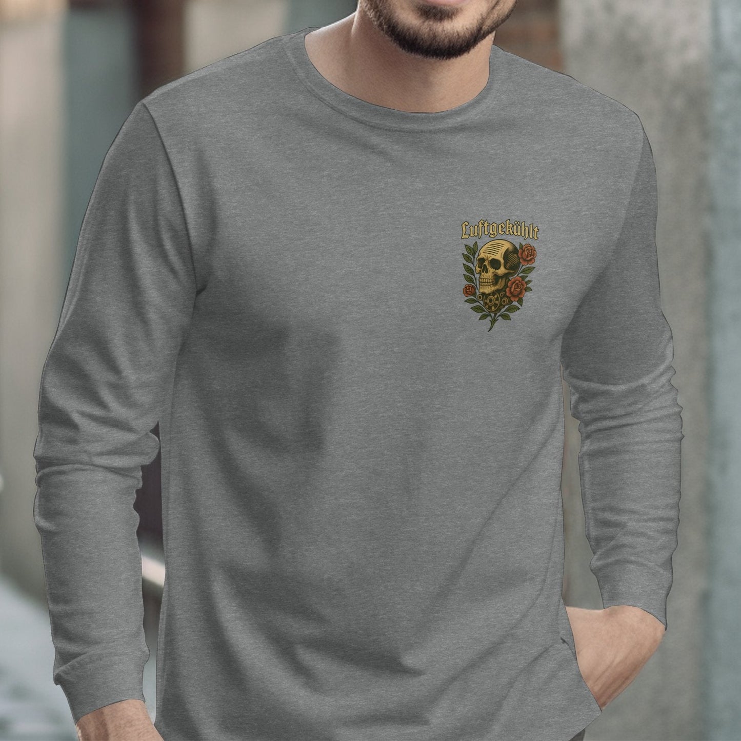 Gray Long Sleeve Skull Print Casual Shirt product type