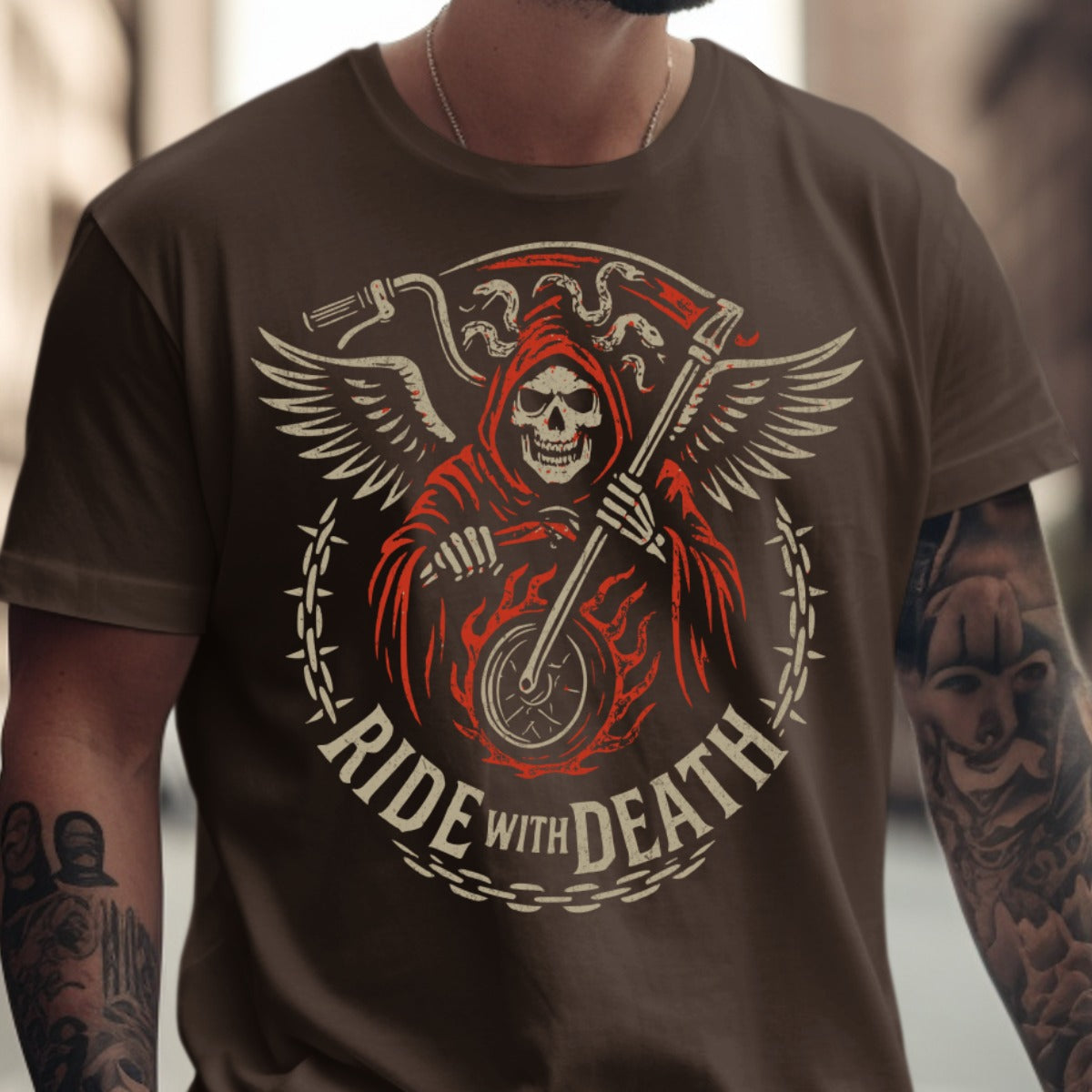 Ride with Death Motorcycle Grim Reaper T-shirt product type