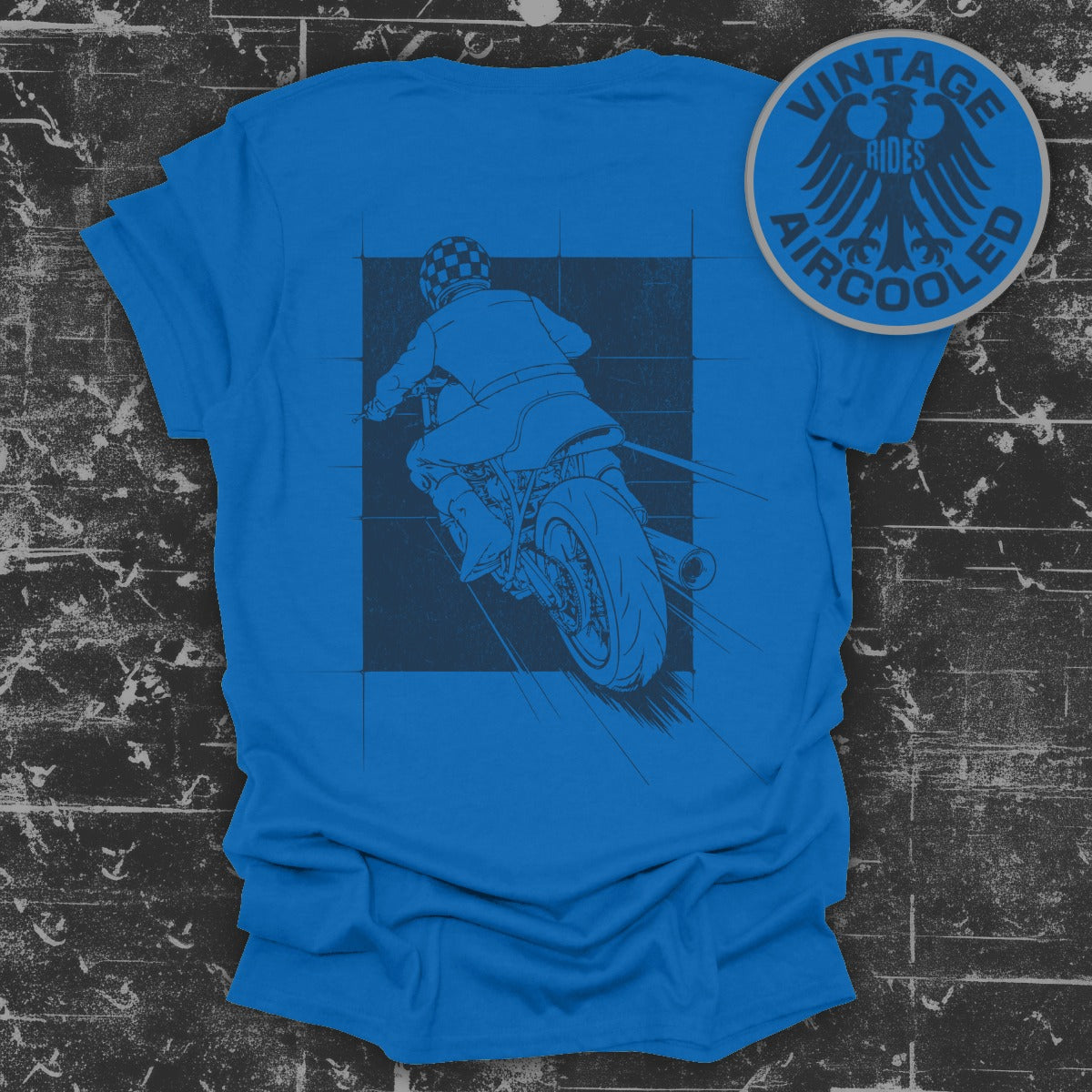 Motorcycle Rider Graphic Blue Vintage Shirt Product