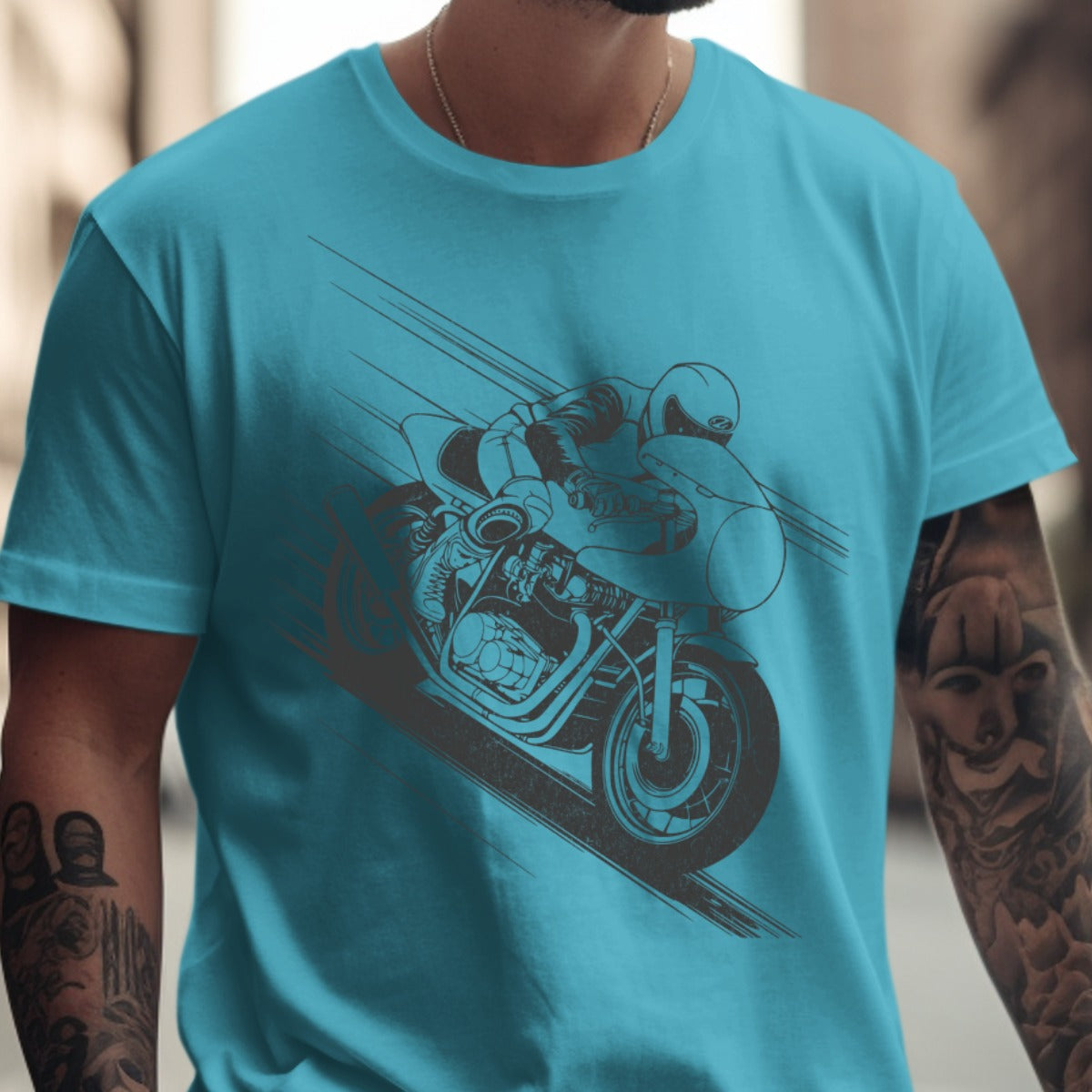 Dynamic Motorcycle Rider Graphic T-Shirt product