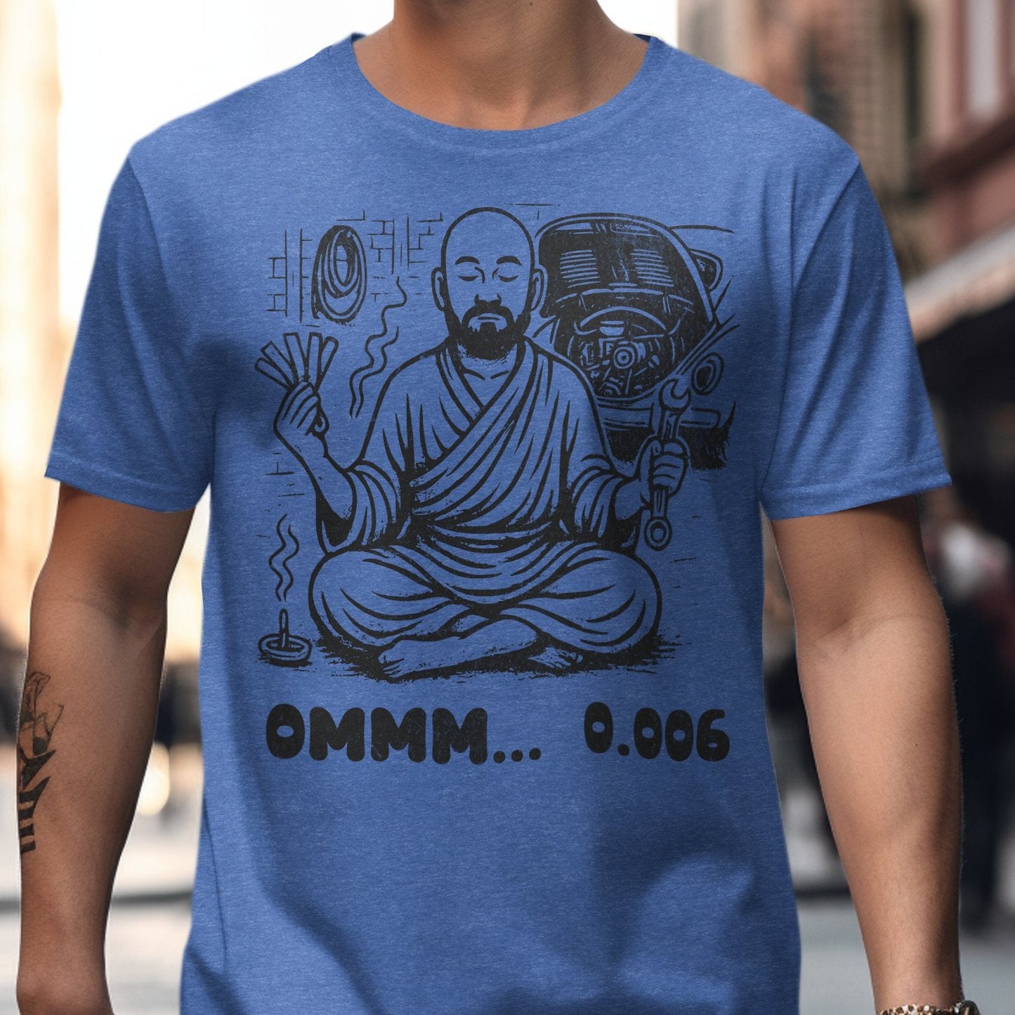 Meditating Figure Comic Style Design Graphic T-Shirt product