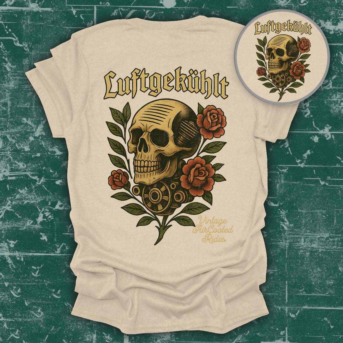 Vintage AirCooled Rides Skull Art T-Shirt product