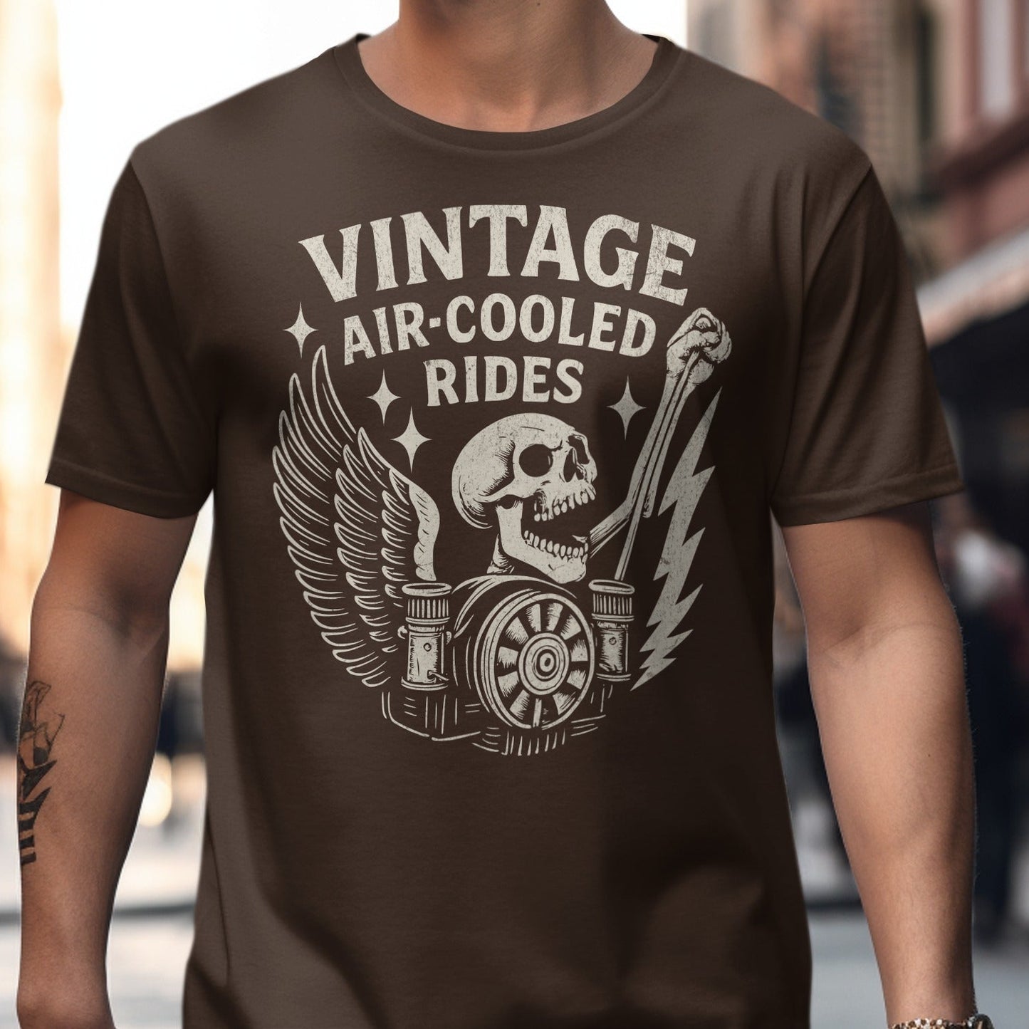 Vintage Air Cooled Rides Skull T Shirt product type