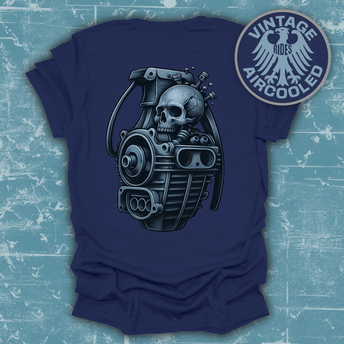Vintage Rides Aircooled Skull Engine T-Shirt product