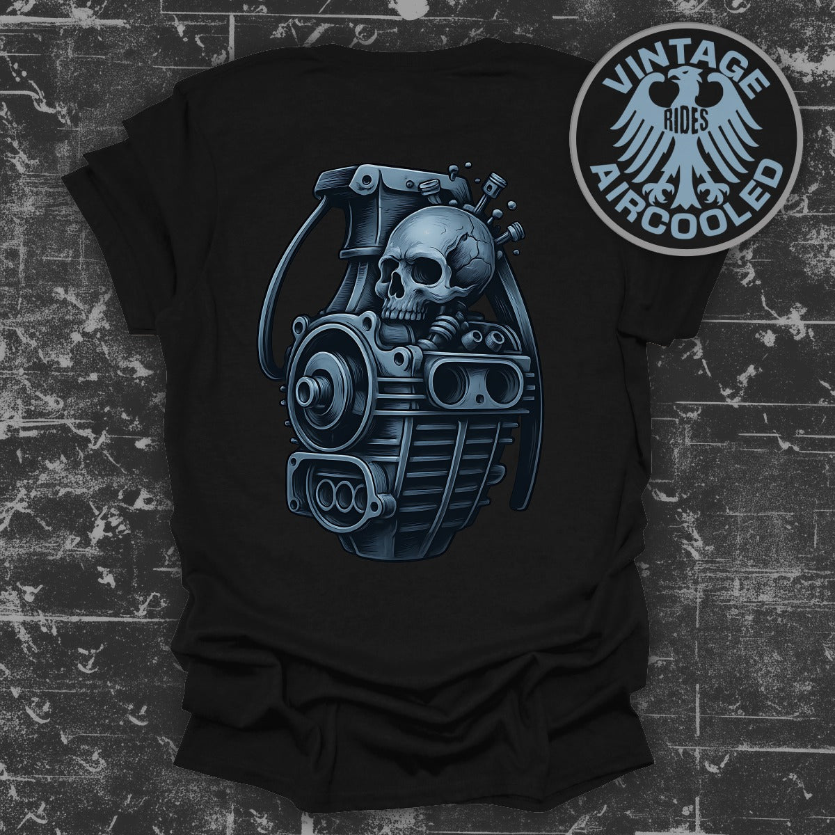 Vintage Rides Aircooled Skull Design T-Shirt product
