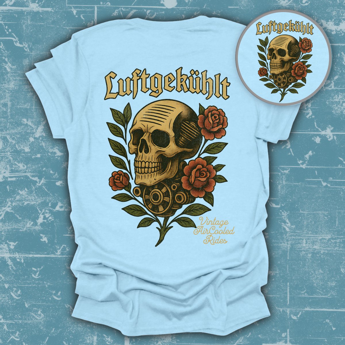 Skull and Roses Vintage Inspired Artistic T-shirt product