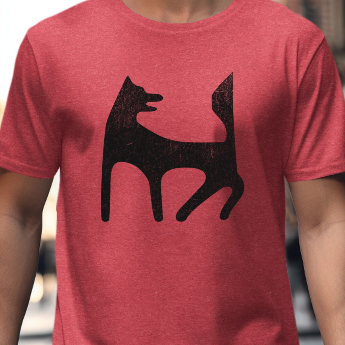 Red T-Shirt with Black Abstract Dog Design product type