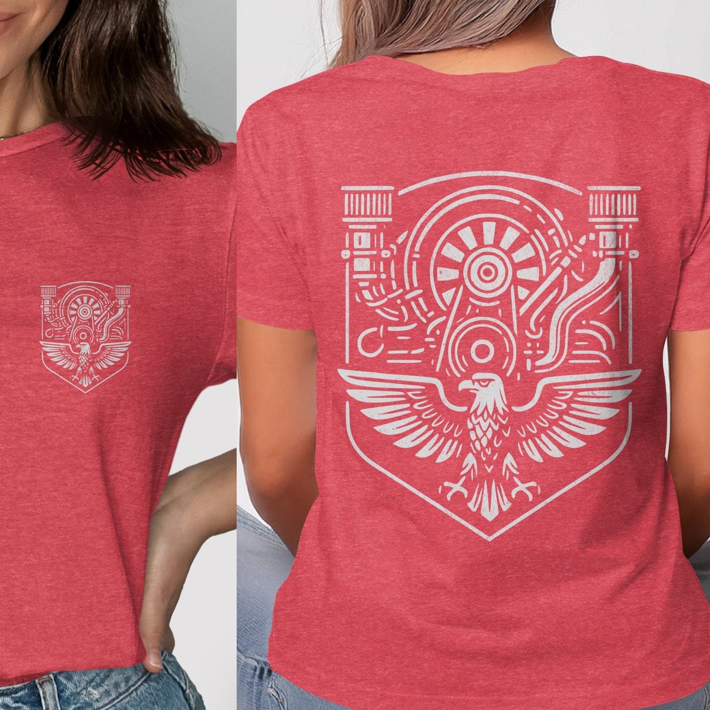 Red Graphic Tee with Intricate Eagle Design product