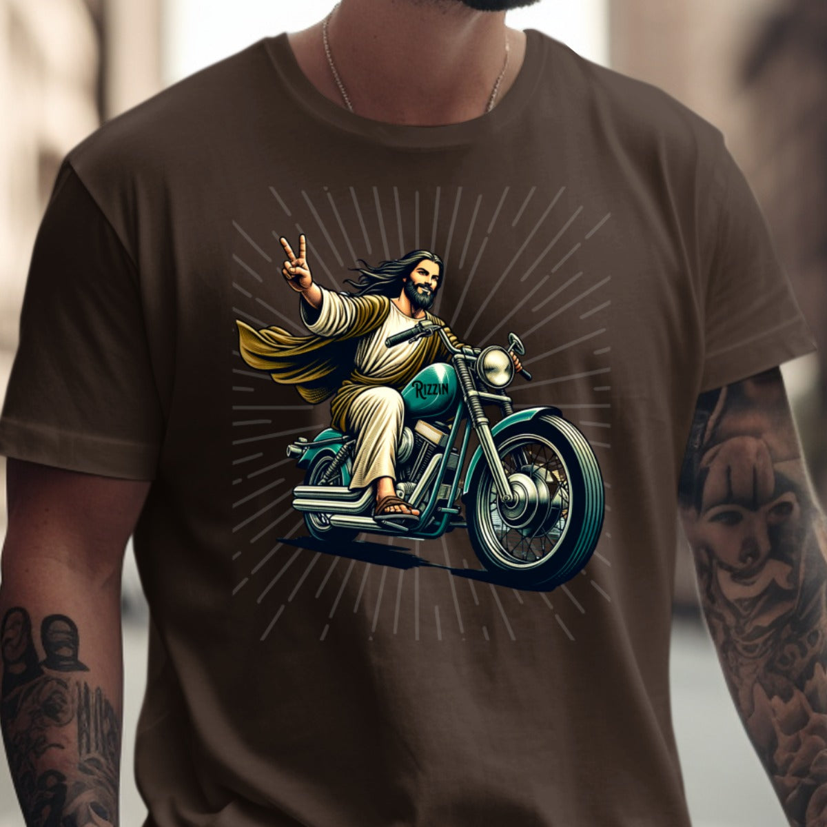 Cool Jesus Biker Graphic T-Shirt Casual Wear product