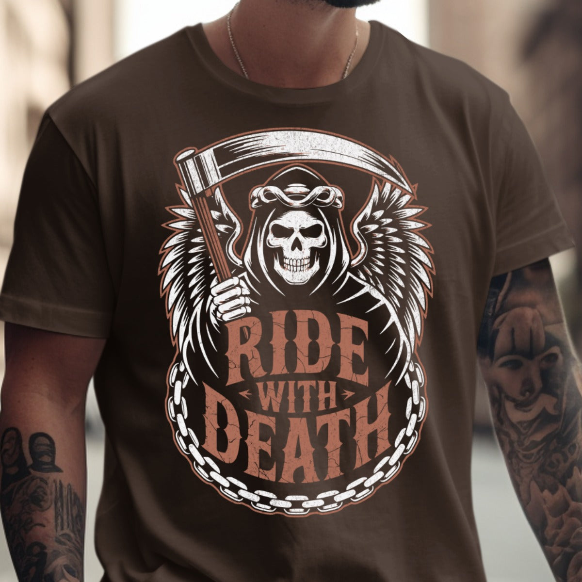 Ride With Death Skull Reaper Graphic Tee product