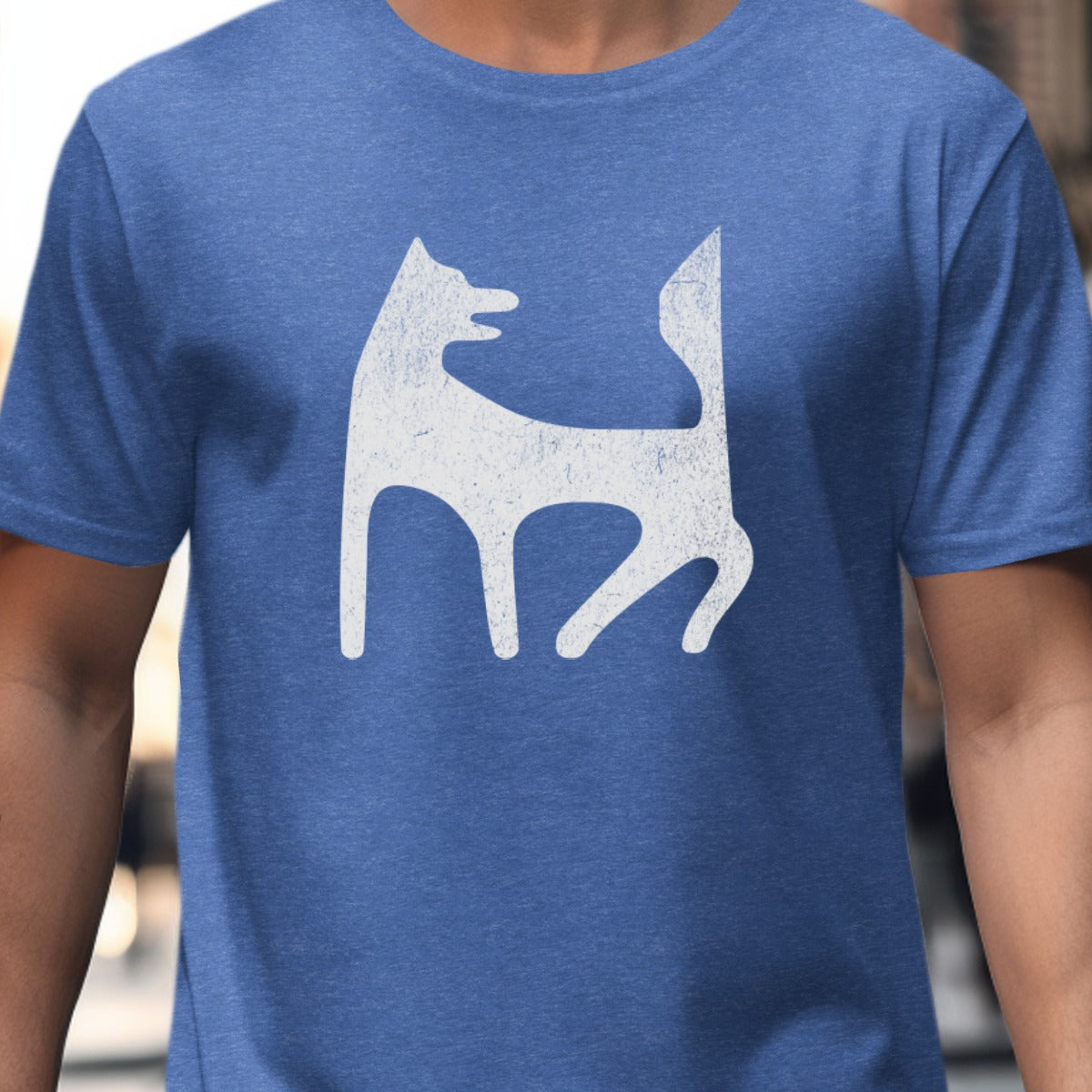 Unique Graphic Blue T-Shirt with Wolf Design product