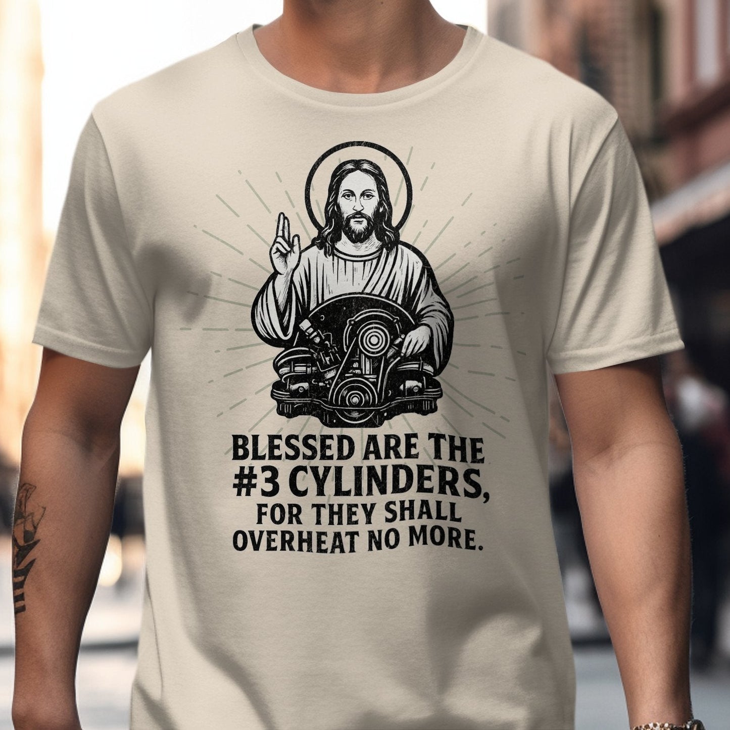 Blessed are the #3 cylinders graphic T-shirt product type
