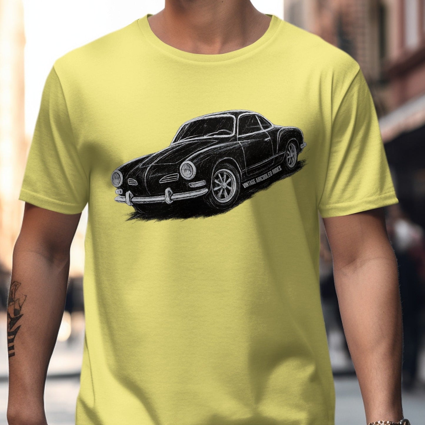 Classic Vintage Car Graphic Printed Yellow T-shirt product