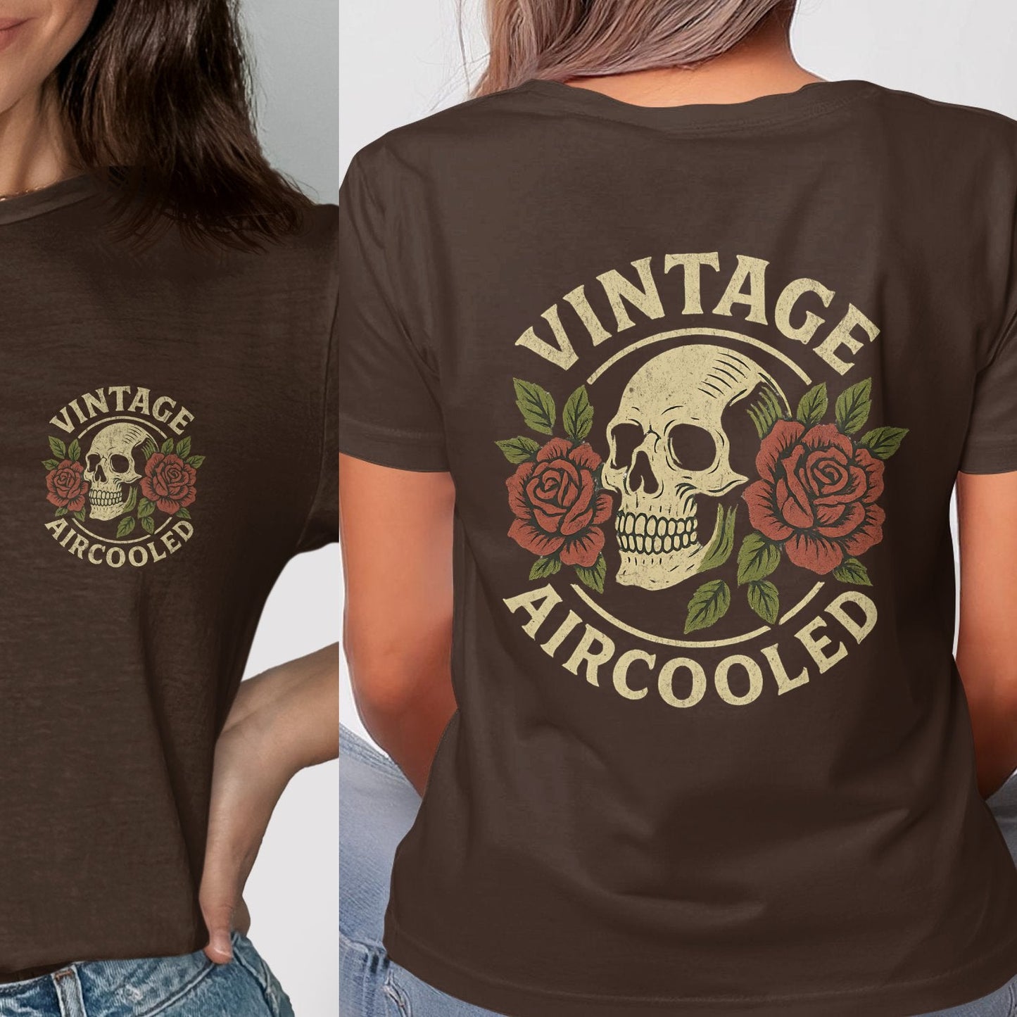 Vintage Aircooled Skull and Roses Graphic Tee product