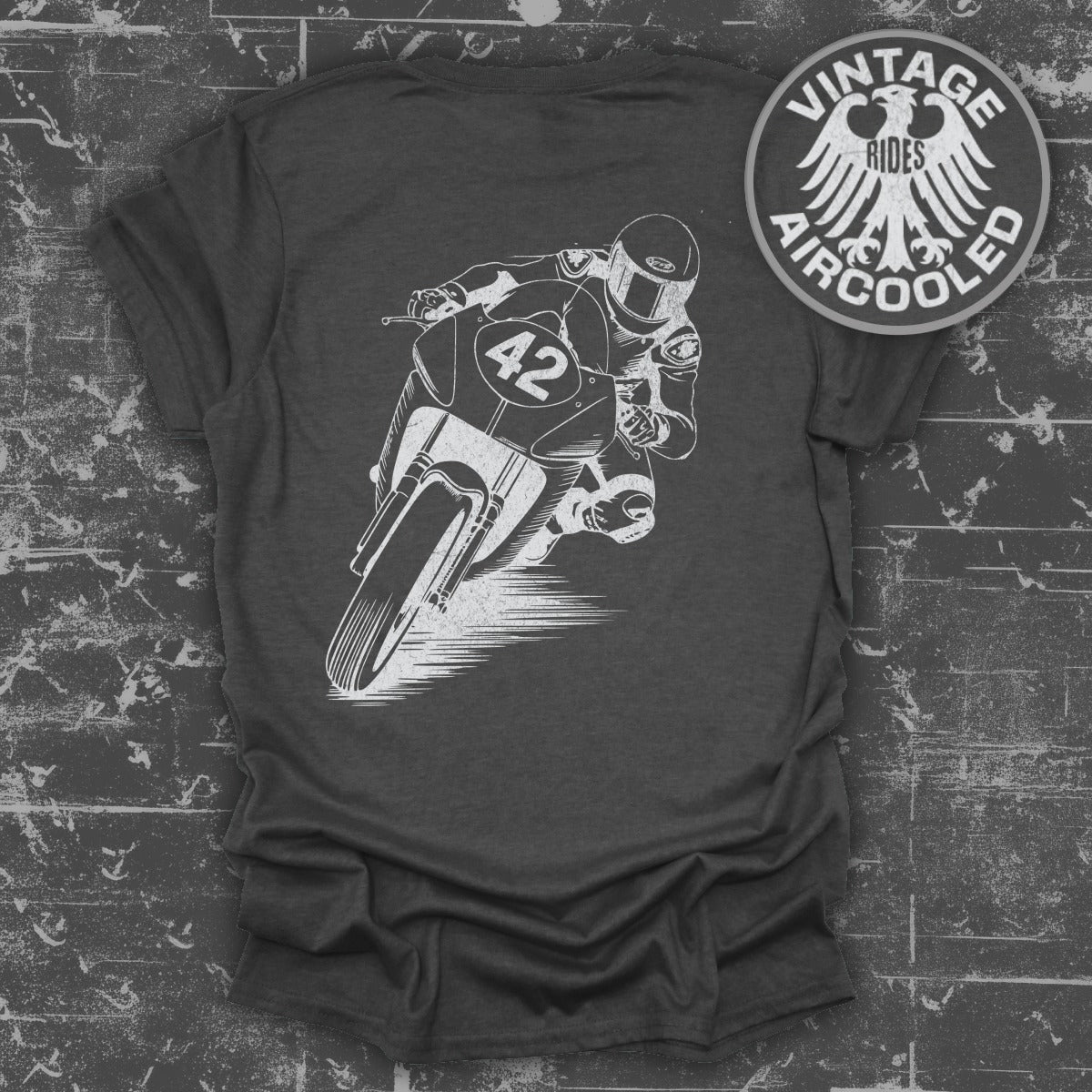 Vintage Racing 42 Motorcycle Rider Graphic T-Shirt product