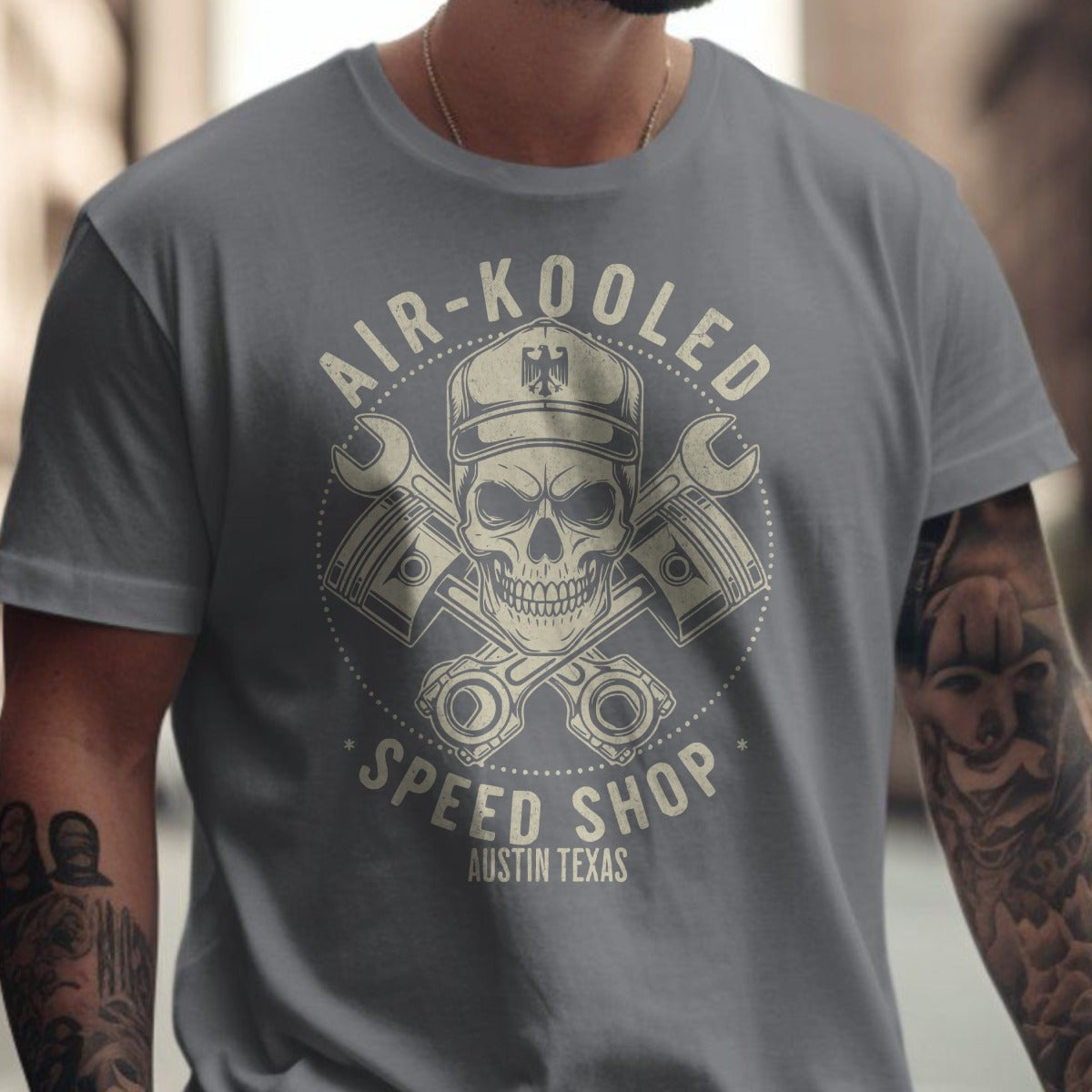 Air-Kooled Speed Shop Austin Texas graphic t-shirt product