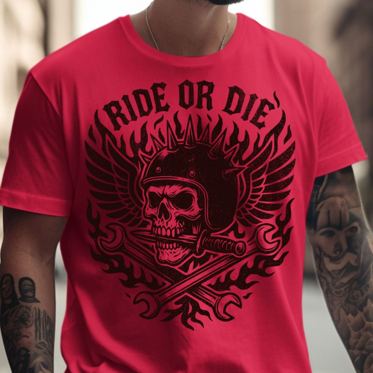 Ride or Die Skull Graphic Printed T-Shirt product