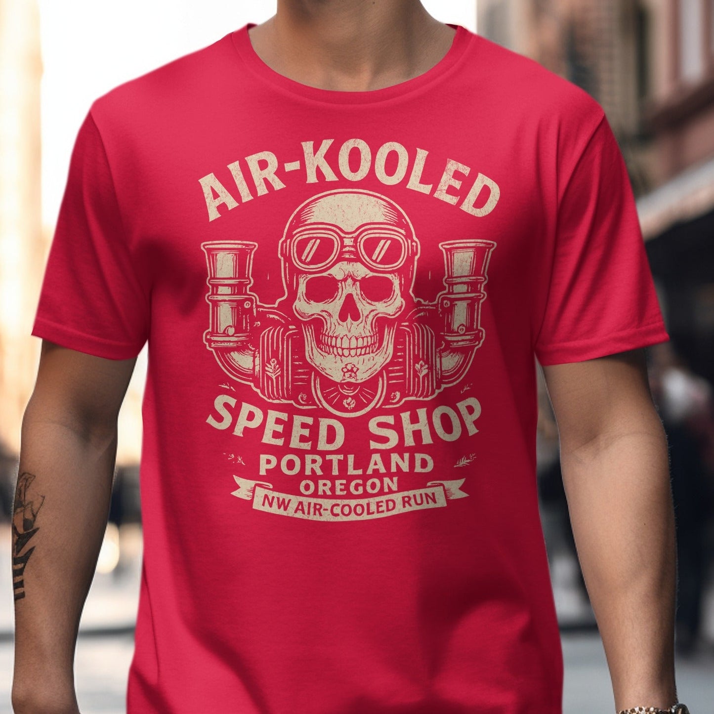 Air-Kooled Speed Shop Skull Graphic T-Shirt product type