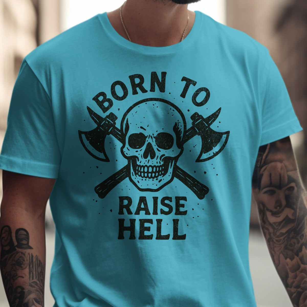 Born to Raise Hell Skull Axes Graphic T-shirt
