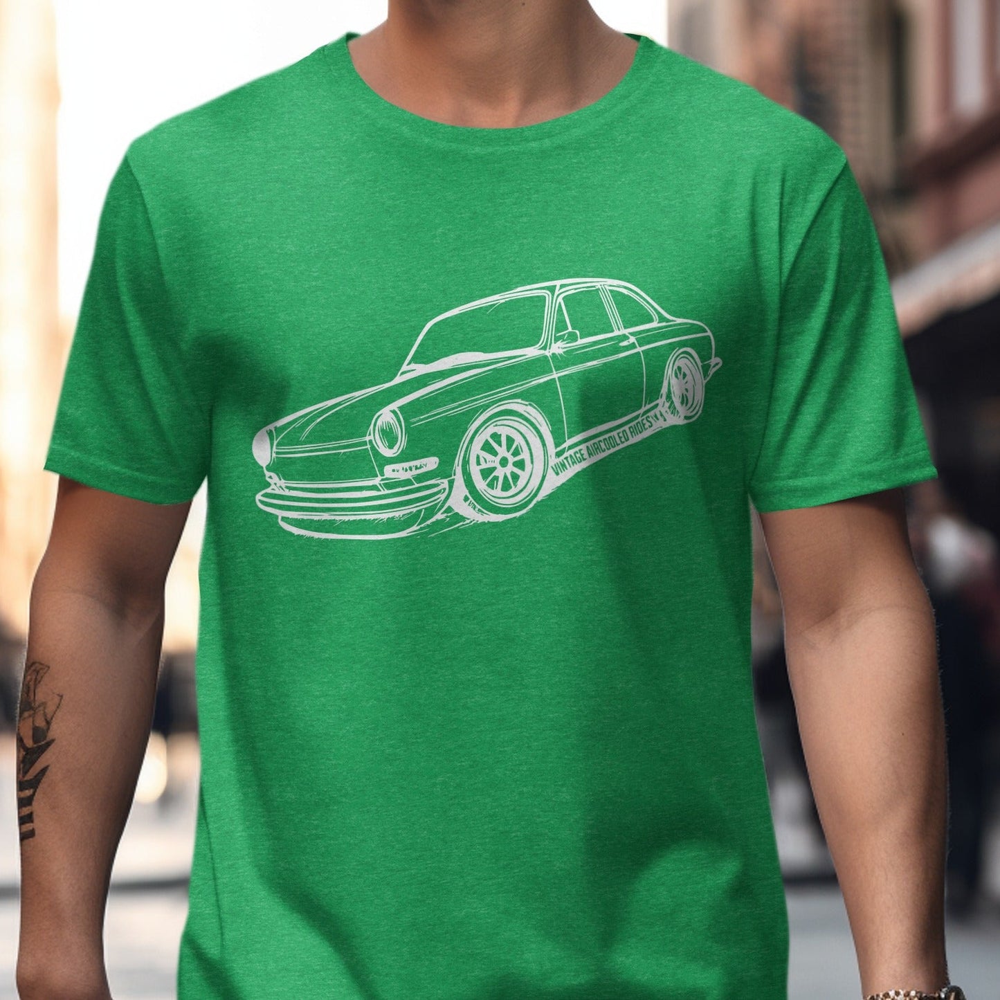 Classic Car Graphic Design Green T Shirt product type