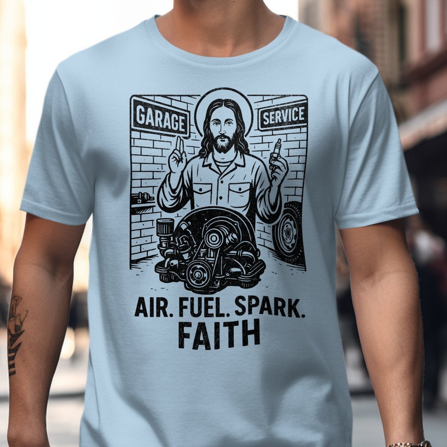 Air Fuel Spark Faith Garage Service T-Shirt