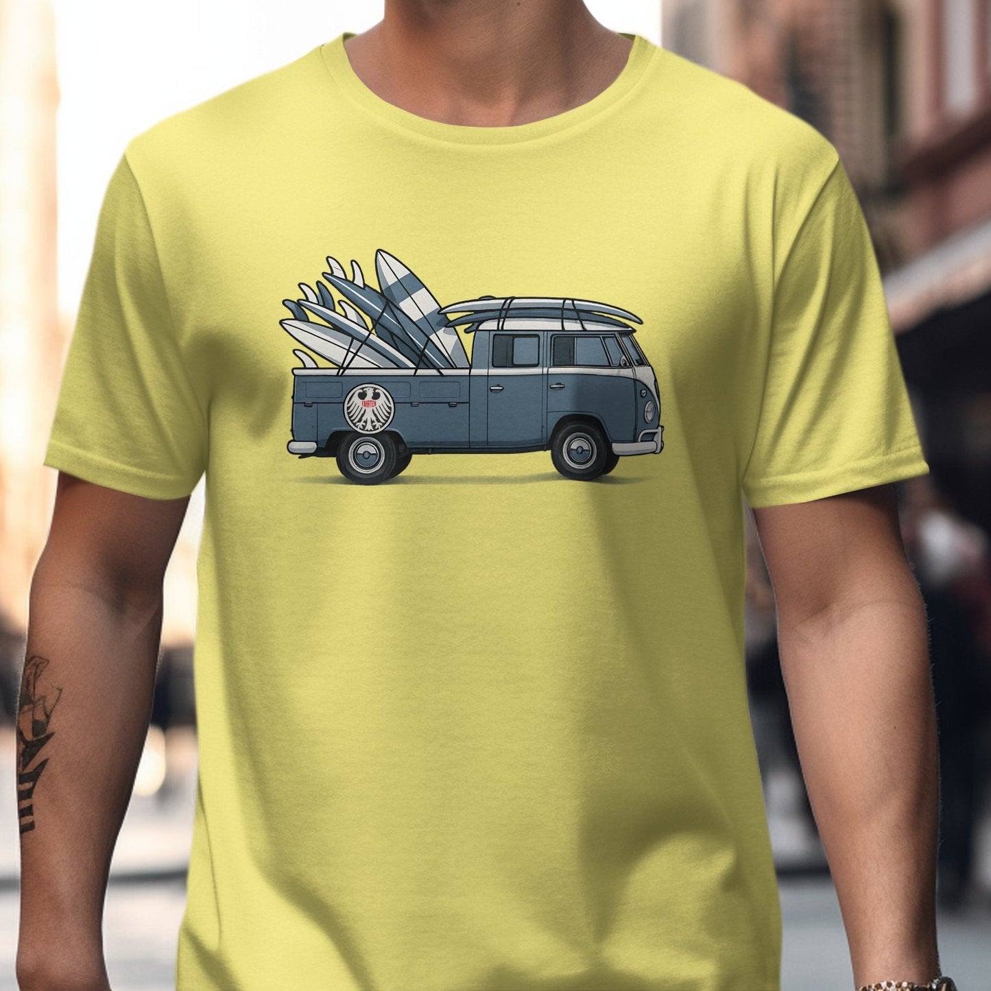 Vintage Surf Van Graphic Yellow T-Shirt product type