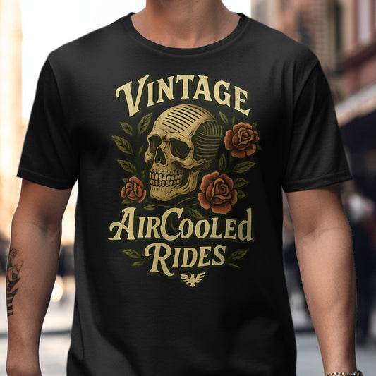Vintage AirCooled Rides Skull Graphic T-Shirt product type