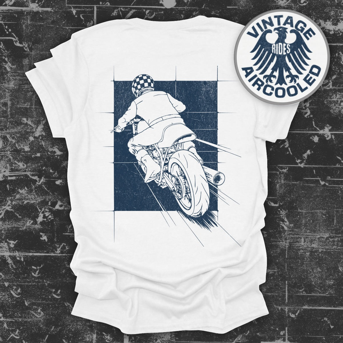 Retro Motorcycle Rider Back Print Graphic T-shirt product