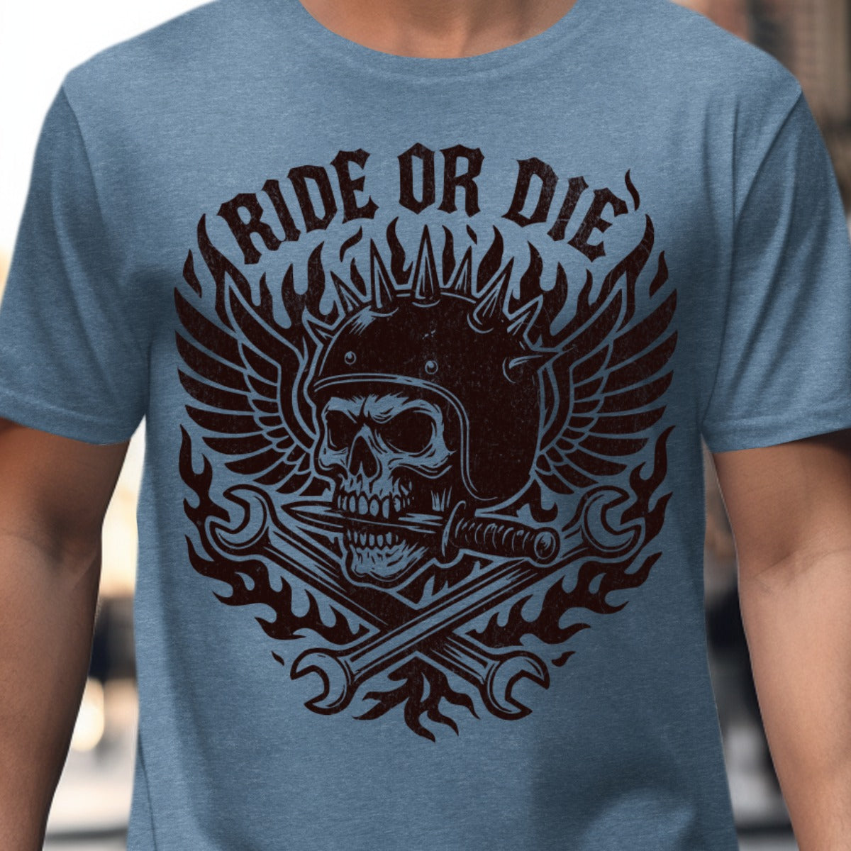 Ride Or Die Skull With Wings Graphic T-shirt product type