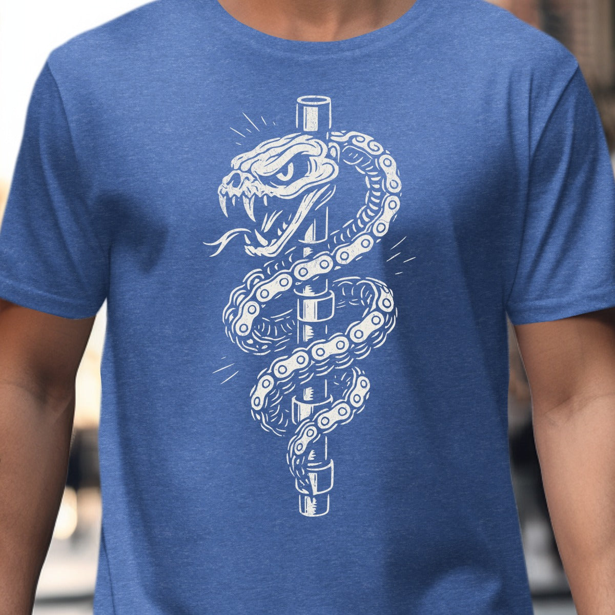 Striking Snake Wrapped Around Pole Design T-Shirt Product