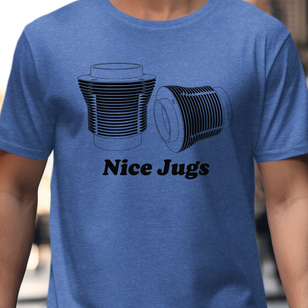 Nice Jugs Graphic Design on Blue Shirt product
