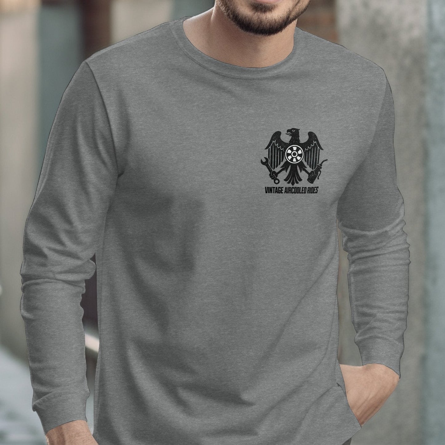 Men's casual long sleeve eagle graphic tee product