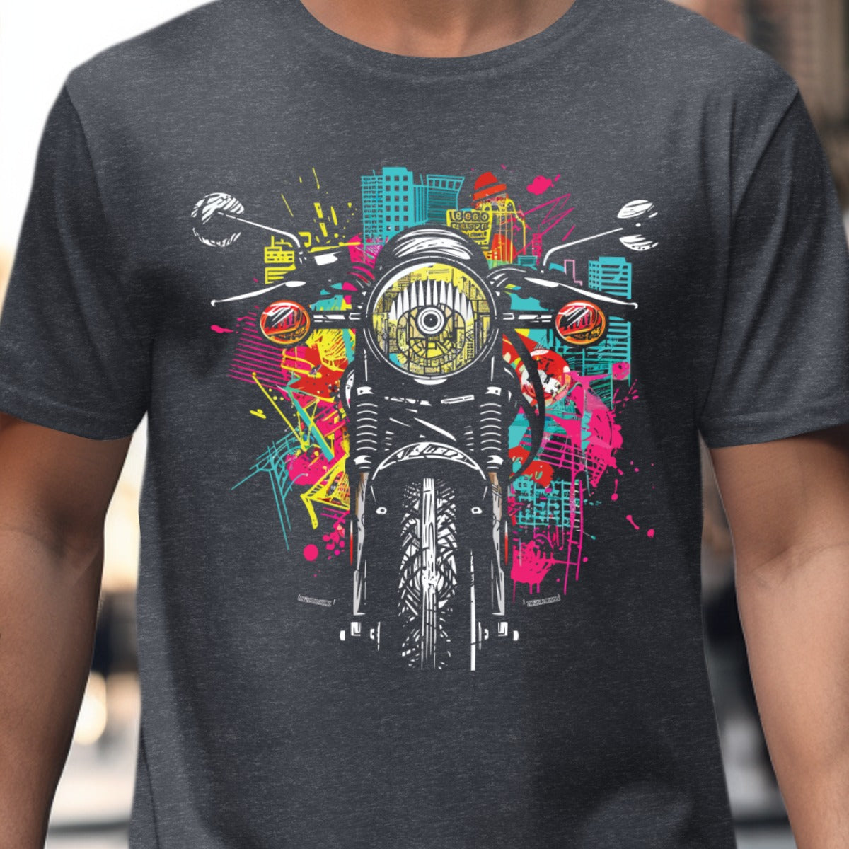 Colorful Motorcycle Urban Design T-shirt product