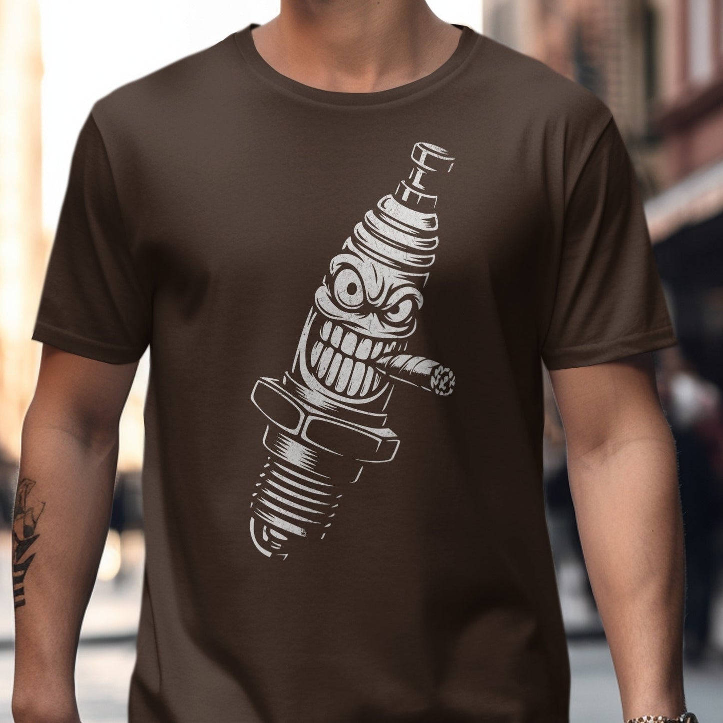 Cool Cartoon Spark Plug Art Graphic T-shirt product type