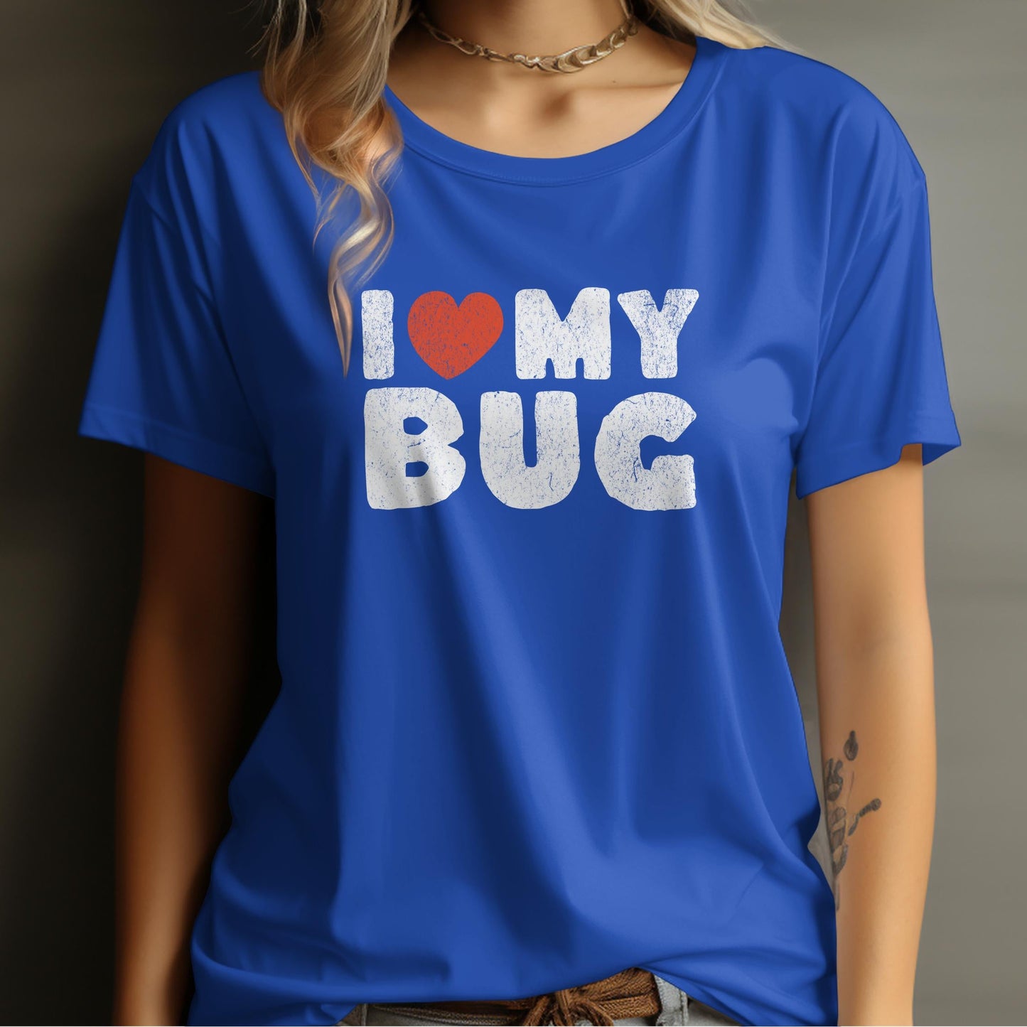 I Love My Bug Graphic Blue Tee Shirt product