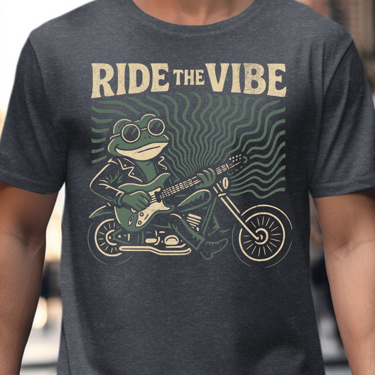Ride The Vibe Motorcycle Frog Graphic T-shirt product type