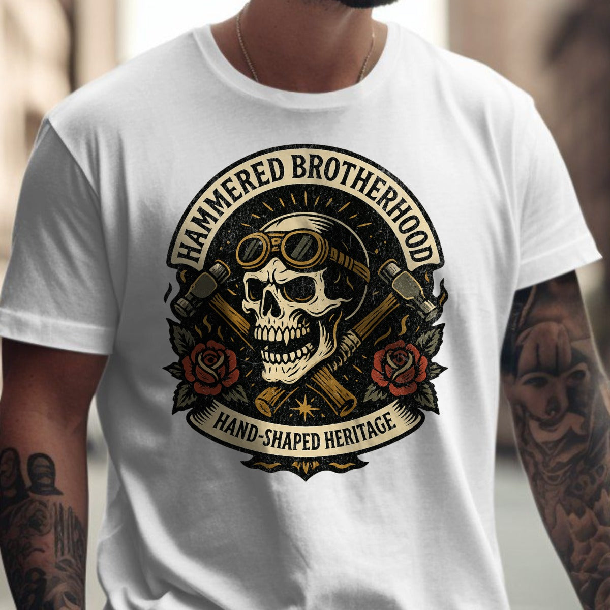 Hammered Brotherhood Skull Design T-Shirt Product